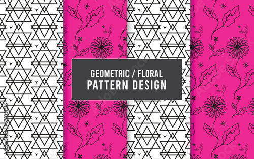 Seamless abstract floral, geometric and organic patten design template.