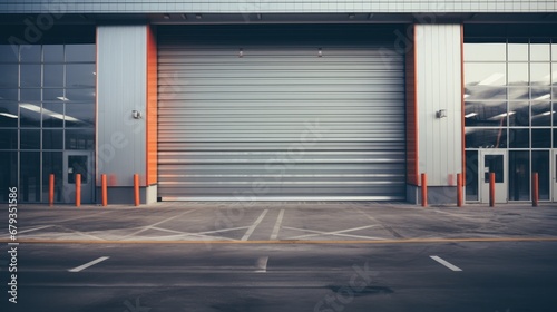 Roller door or roller shutter using for factory warehouse AI generated illustration