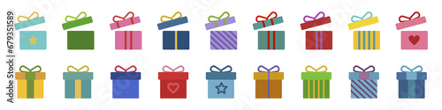 Gift box icon set. Gift box signs Flat style. Vector illustration.