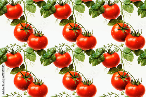 colorful seamless pattern of red tomatoes