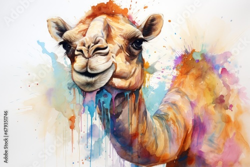 watercolor Camel Watercolor realistic camel desert
