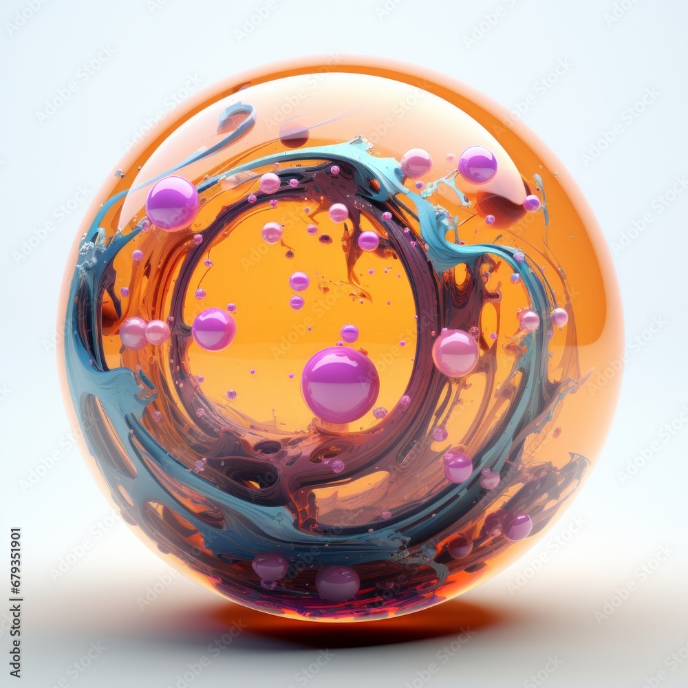 a glass ball with colorful bubbles