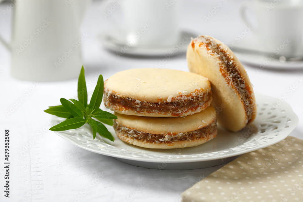 Alfajores stuffed with dulce de leche. Typical dessert from Argentina Alfajores stuffed with dulce de leche. Typical dessert from Argentina