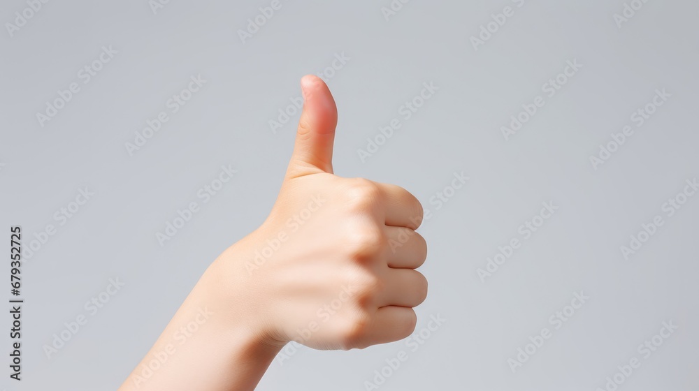 a child's tiny hand giving a thumbs-up.