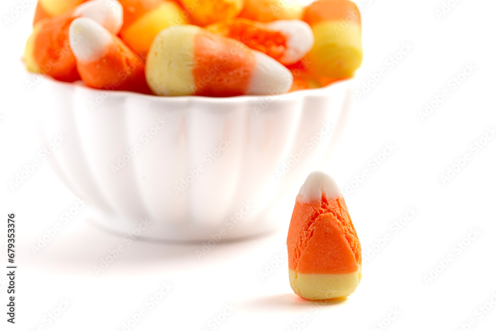 Freeze Dried Traditional Candy Corn Isolated on a White Background