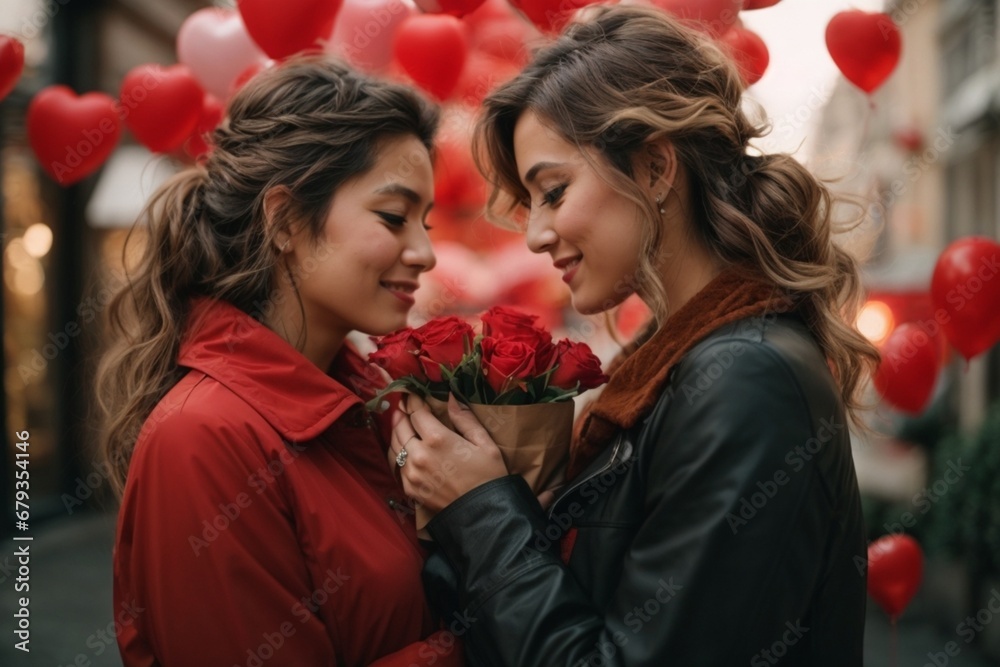Romantic Exchange: Gift-Giving Amidst a Beautiful Backdrop