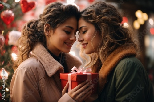 Romantic Exchange: Gift-Giving Amidst a Beautiful Backdrop