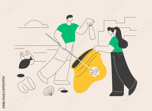 Coastal pollution abstract concept vector illustration.