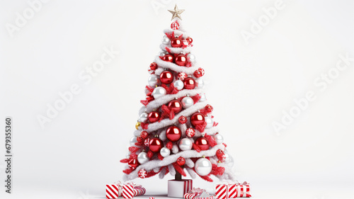 christmas tree with candy canes and other Christmas decorations on a white background