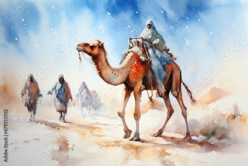watercolor Camel Watercolor realistic camel desert photo