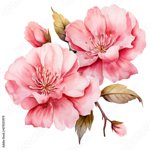 Pink Watercolor Floral Clipart in Captivating, generative ai