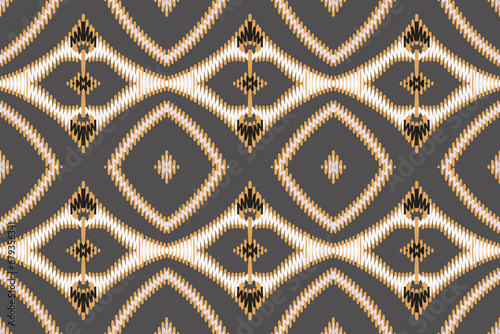 Ikat Fabric Purple  Yellow  Red and White Seamless Pattern Background