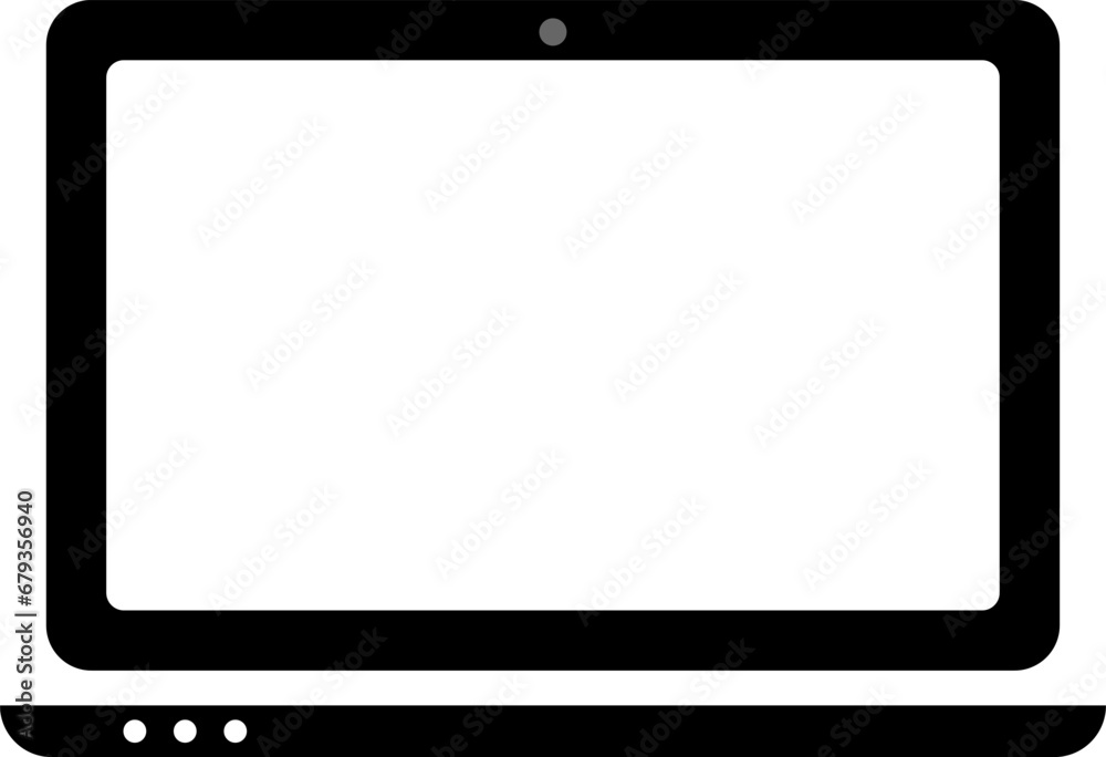Flat illustration design of Laptop icon for business or office, work from home, communication, etc. in black and white colour on transparent background Flat illustration design of Laptop icon for business or office, work from home, communication, etc. in black and white colour on transparent background