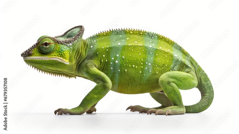 chameleon full body on white background