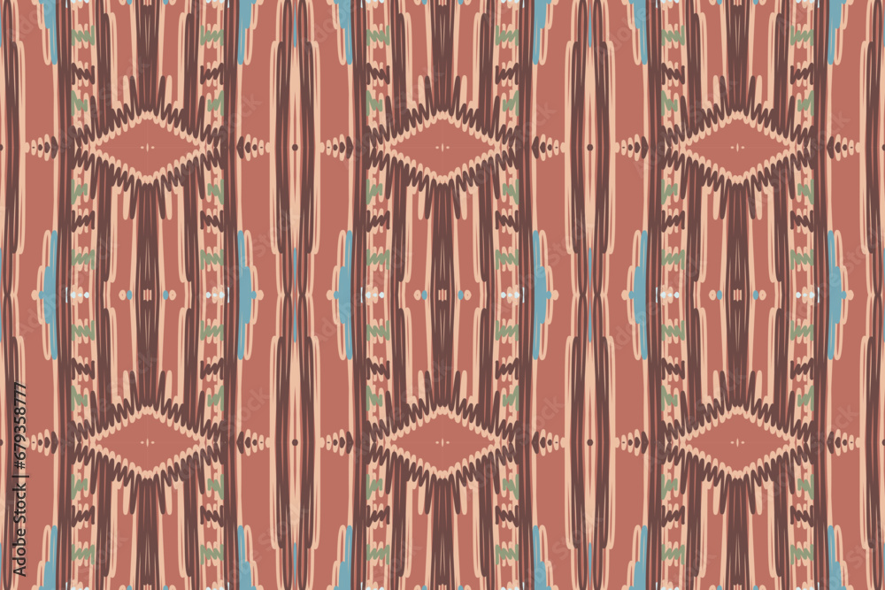 Fototapeta premium Ethnic abstract purple Seamless ikat pattern in tribal, folk embroidery, and Asia style. Aztec geometric art ornament print. Design for carpet, wallpaper, clothing, wrapping, fabric, cover.