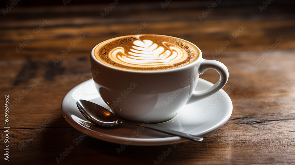 A close-up of a cup of coffee with a rich and creamy froth A close-up of a cup of coffee with a rich and creamy froth