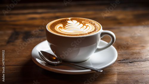 A close-up of a cup of coffee with a rich and creamy froth
