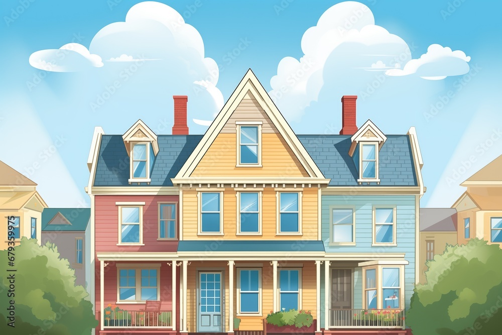 vertical picture of a dutch colonial houses steep roof and dormer windows, magazine style illustration vertical picture of a dutch colonial houses steep roof and dormer windows, magazine style illustration