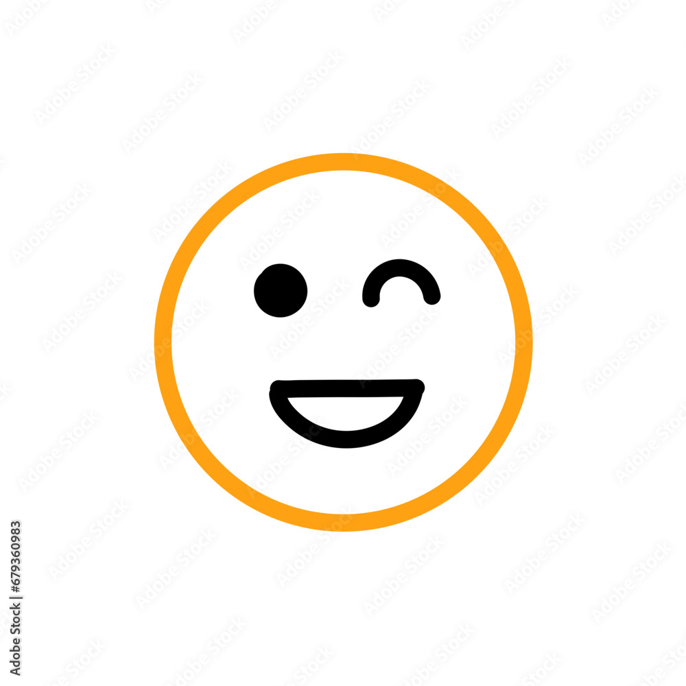 Fototapeta premium Hand drawn emoji. Doodle emoticons, smile face sketch