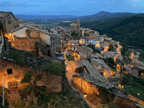 pueblo medieval de noche atardecer vista desde lo alto navarra gallipienzo pamplona navarra IMG_3824-as23 photo