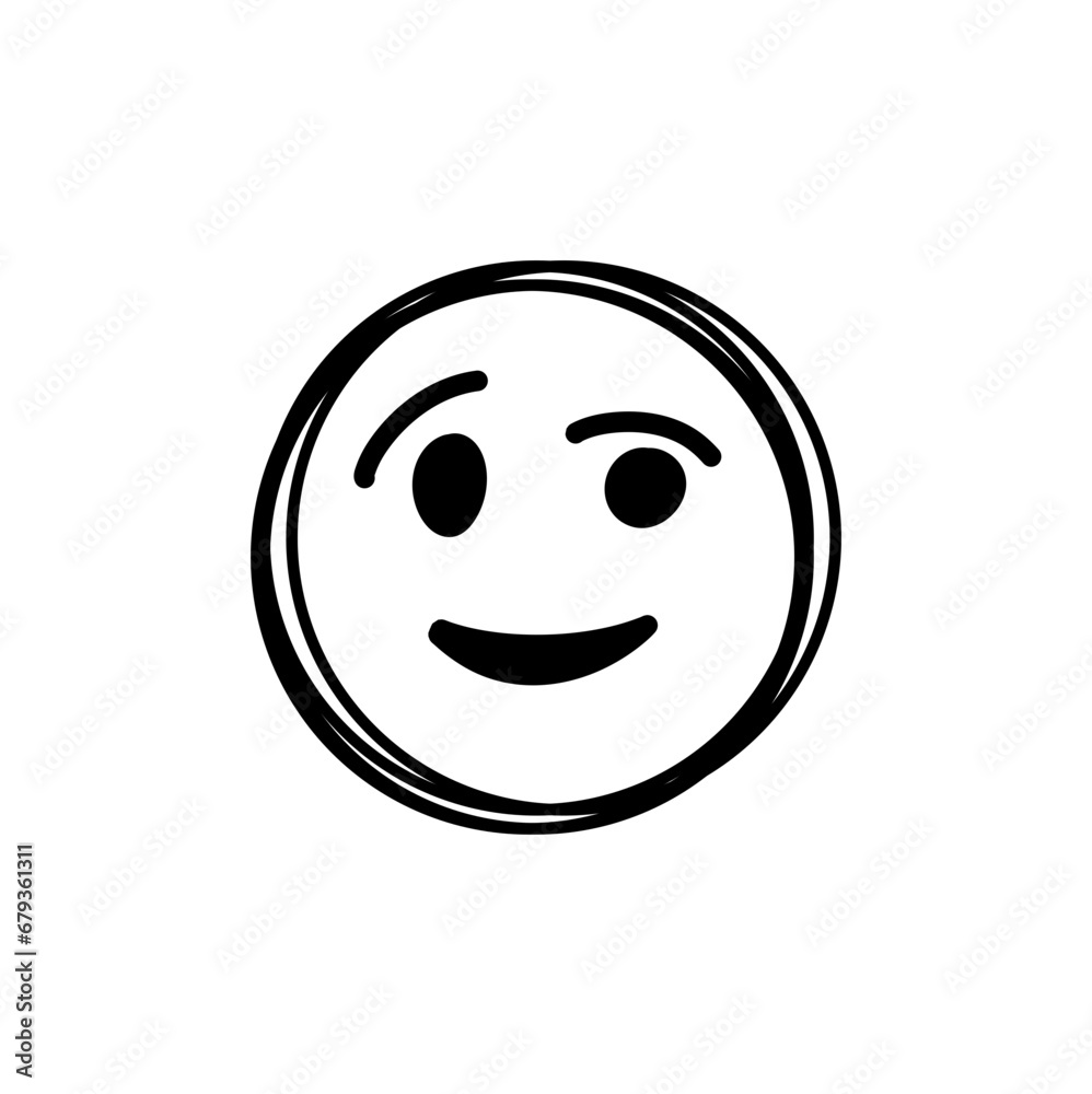 Fototapeta premium Doodle Emoji face icon. Hand drawn sketch style.