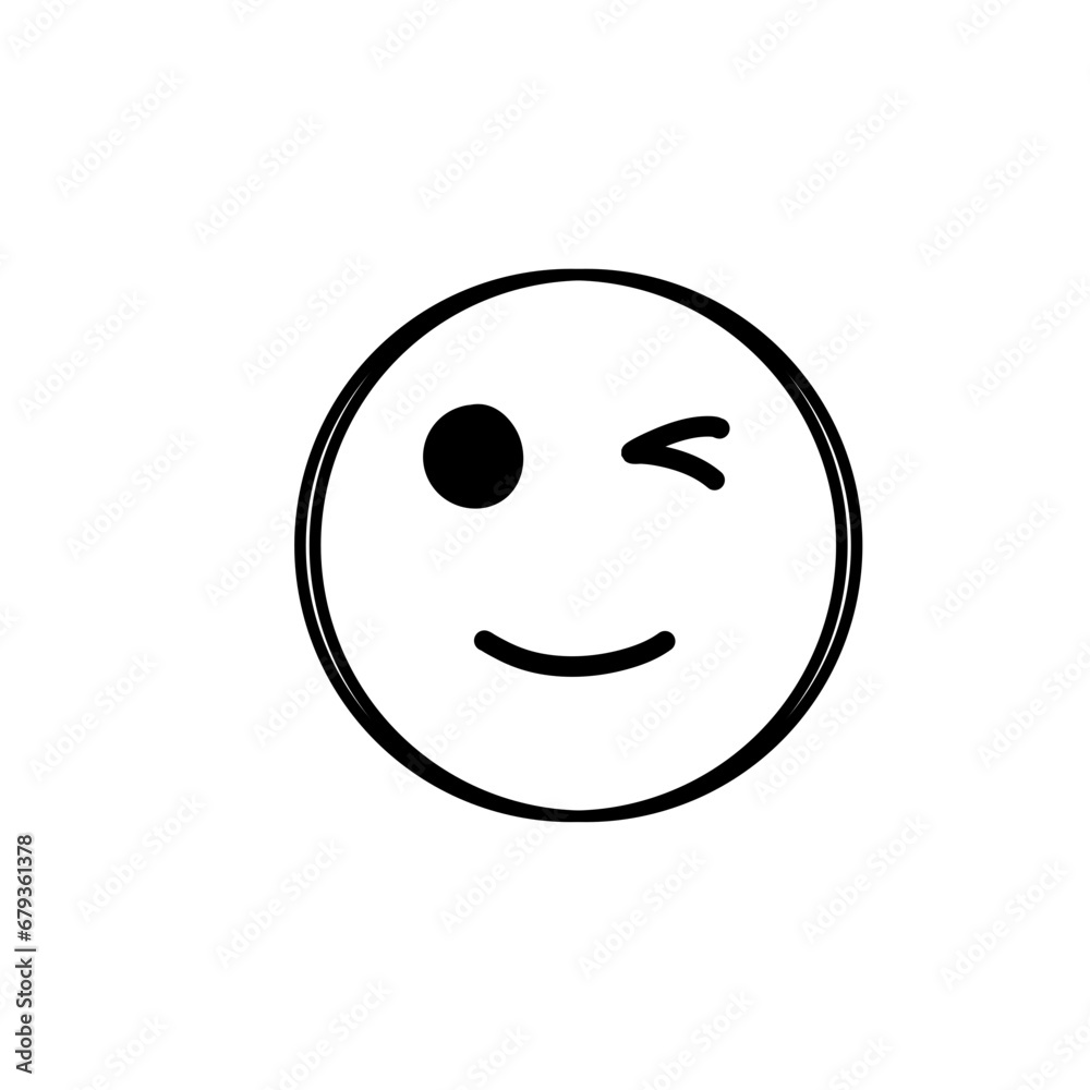 Fototapeta premium Doodle Emoji face icon. Hand drawn sketch style. 