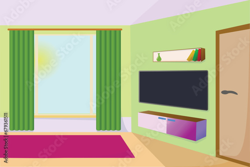 An image of a room in a house in a cartoon style. Vector illustration.