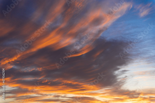 Beautifully dramatic red cloud in sunset 