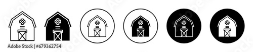 Barn icon. wooden agriculture food crop storage warehouse or wood ranch storage symbol set. Vector line logo of wooden barn warehouse 
