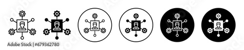 Skills set icon. multiple skill or talent at work symbol set. multi skill set worker or employee with core expertise vector line logo  photo