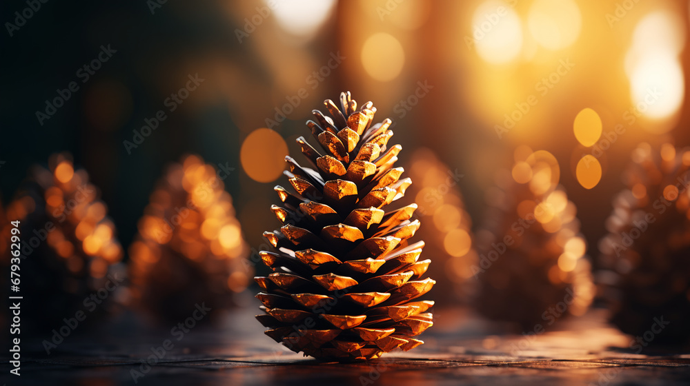 Fir Branch With Pine Cone And Snow Flakes - Christmas Holidays Background Fir Branch With Pine Cone And Snow Flakes - Christmas Holidays Background