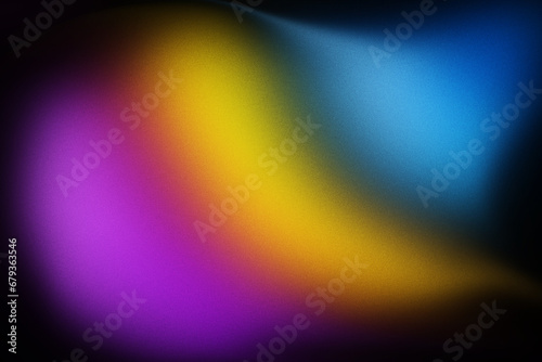 Colorful abstract waves retro purple yellow blue cyan grainy gradient background noise texture effect Vibrant Shapes retro poster design
