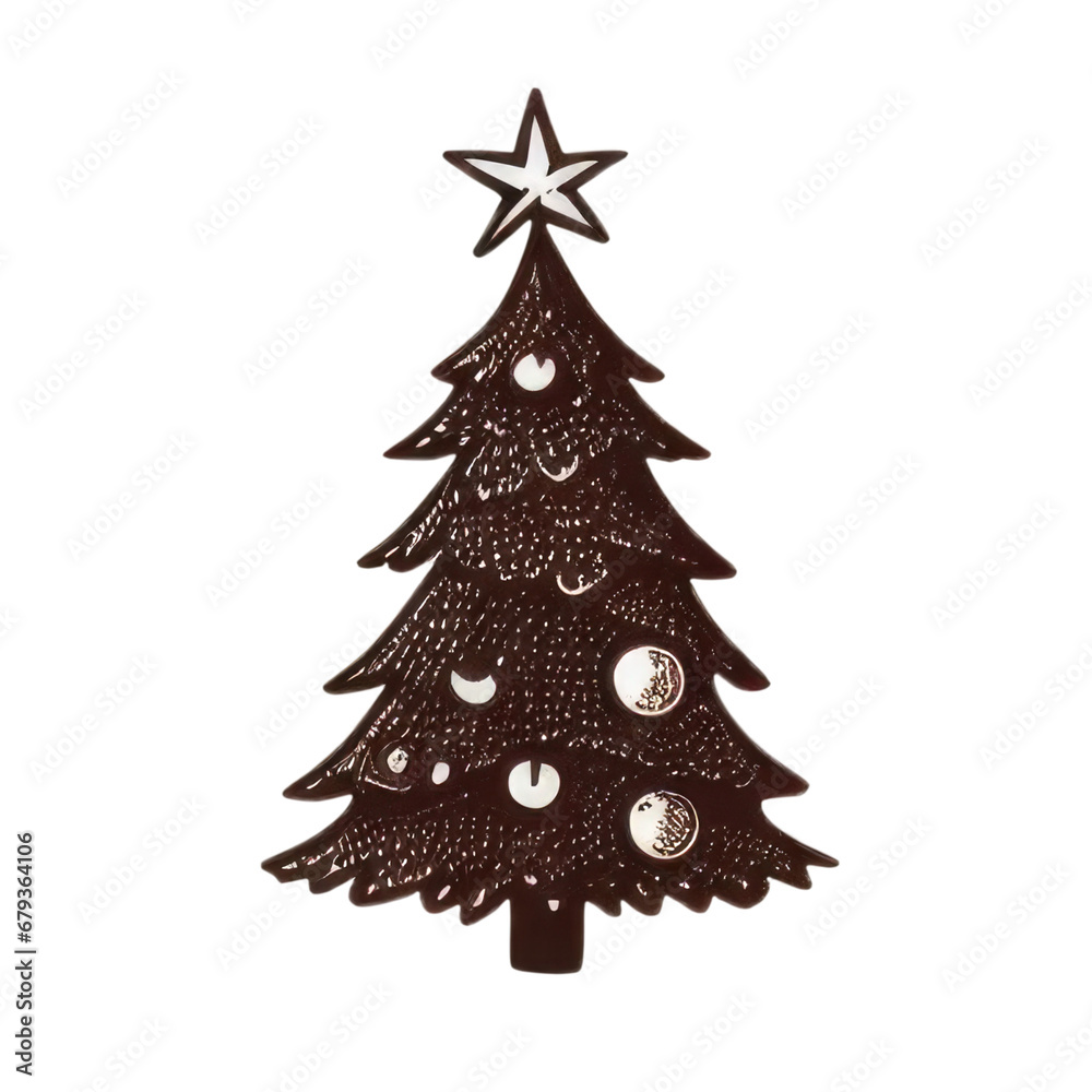 Fototapeta premium Christmas tree black and white drawing