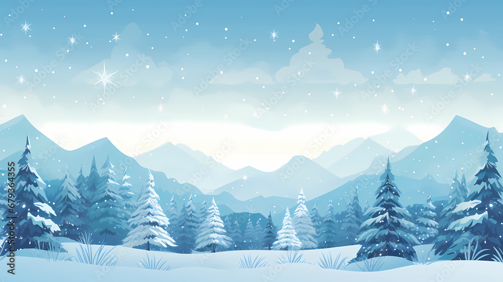 
Christmas card with snowflake border, winter landscape,
simple flat vector image - Generated by Generative AI