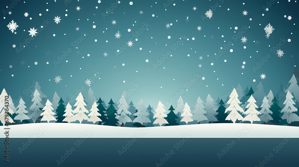 
Christmas card with snowflake border, winter landscape,
simple flat vector image - Generated by Generative AI