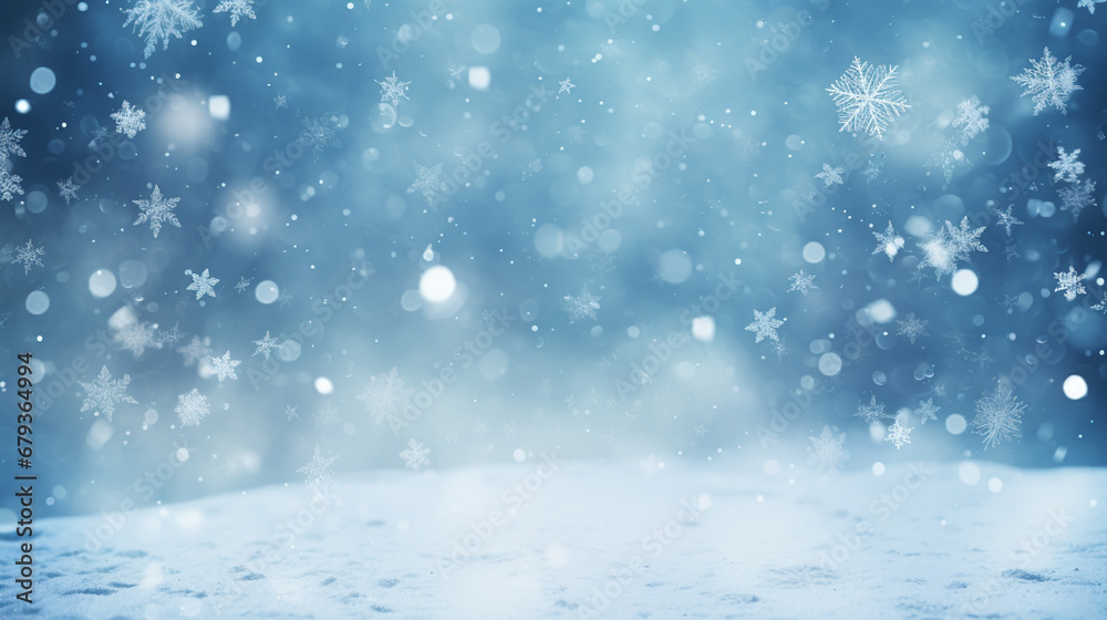 Naklejka premium Heavy snowfall in different shapes and forms. Falling Christmas snow. Realistic falling snowflakes isolated on transparent background. Place for text