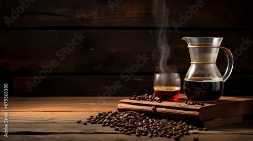 premium morning brew on a rustic wooden backdrop