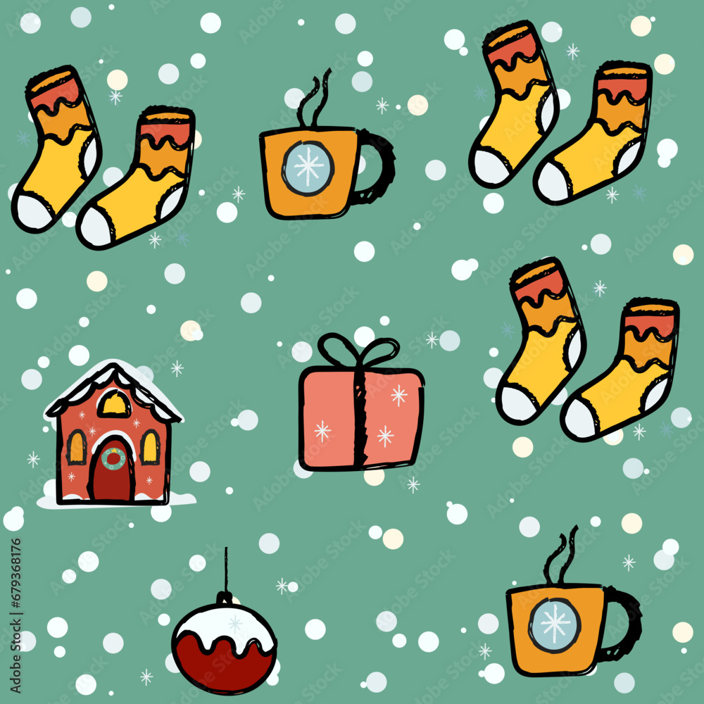 Naklejka premium seamless pattern with christmas gifts