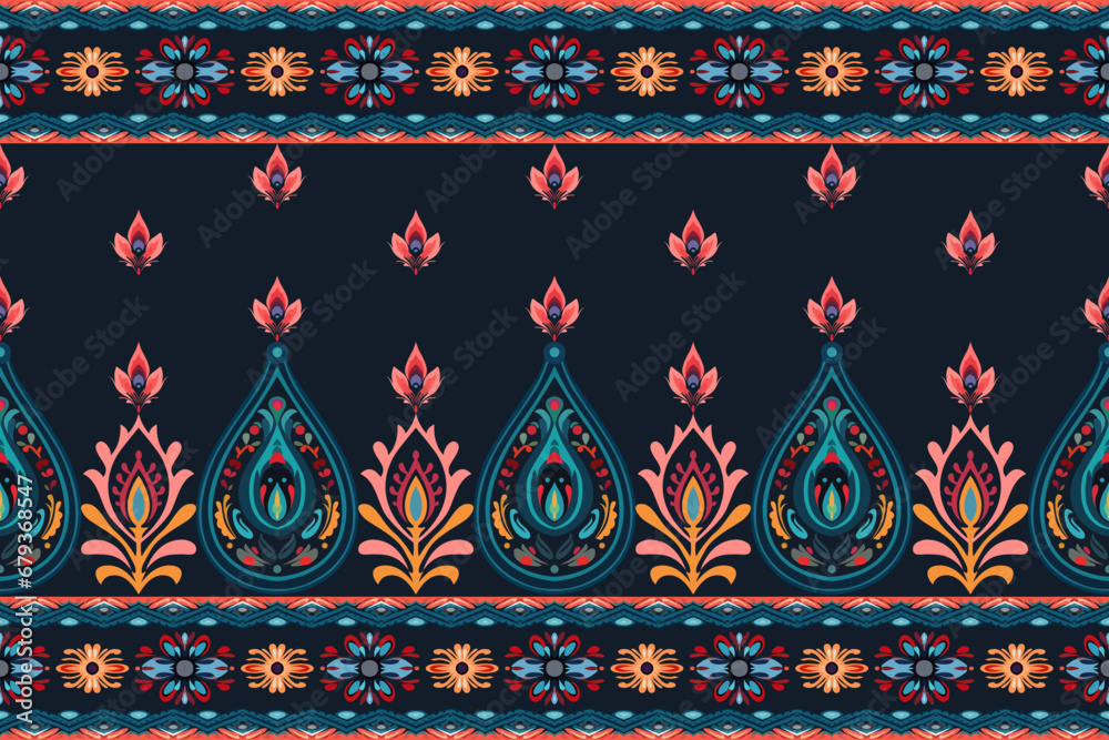 Abstract ethnic paisley pattern flower design. Aztec fabric boho mandalas textile wallpaper. Tribal native motif African American sari elegant embroidery vector background Abstract ethnic paisley pattern flower design. Aztec fabric boho mandalas textile wallpaper. Tribal native motif African American sari elegant embroidery vector background