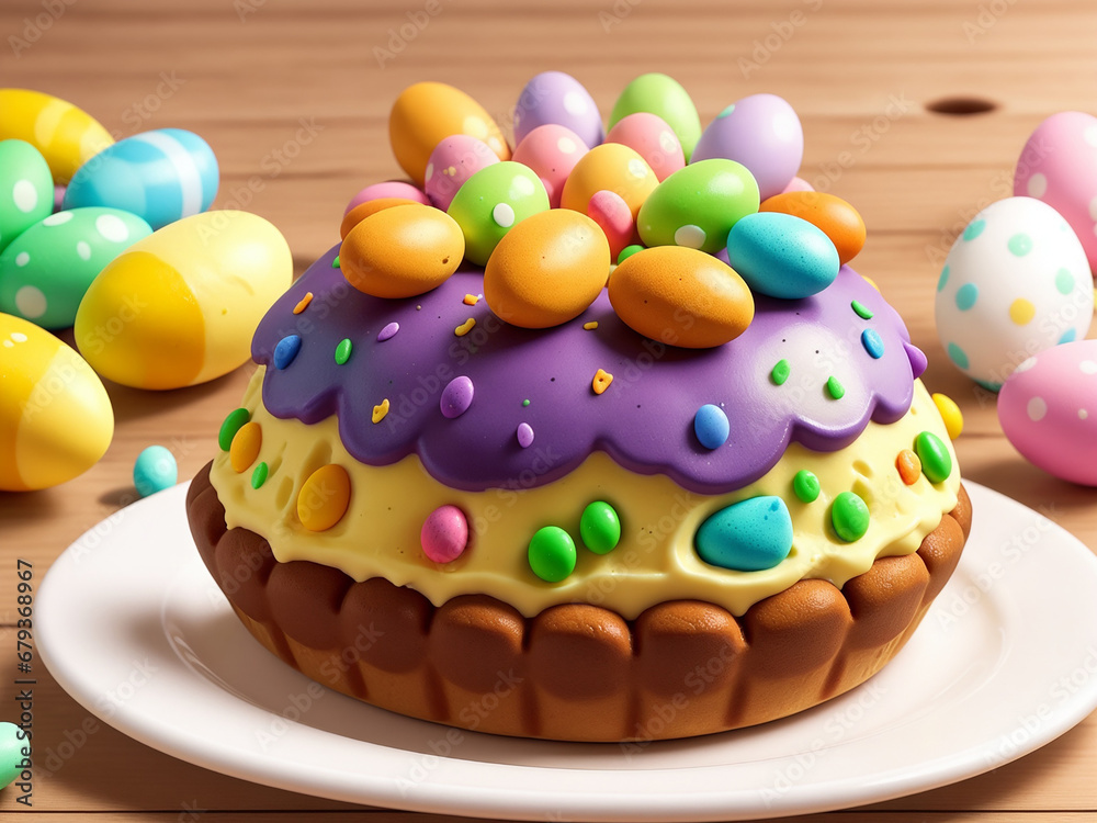 Easter treats, kulich, dyed eggs and other sweets