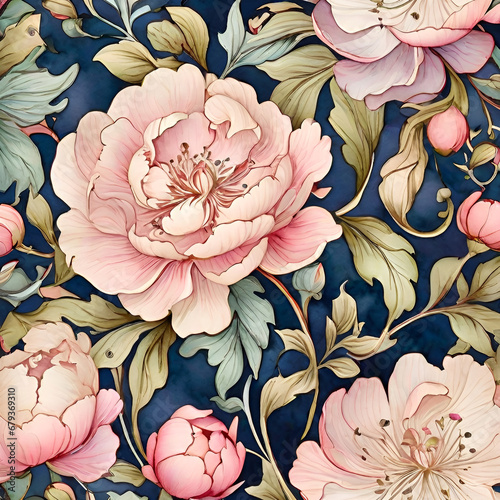 Victorian Floral Pattern, generative ai