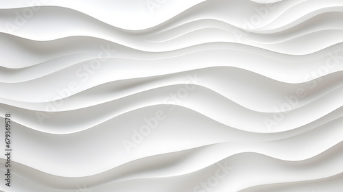 3D illustration white seamless pattern waves light and shadow. Wall decorative panel. Generative Ai © Lukass