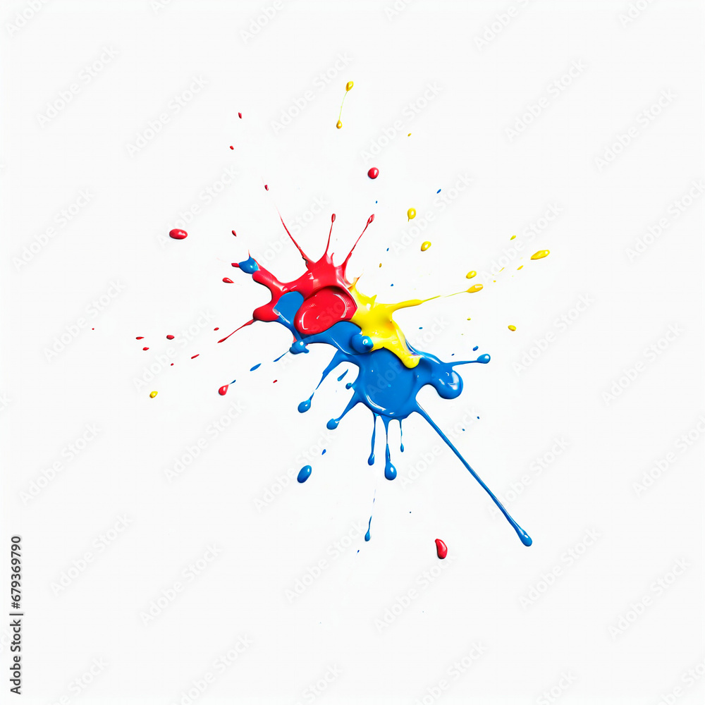 plain color splatter of paint with white background. top view