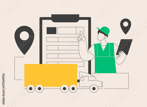 Road transport documents abstract concept vector illustration.