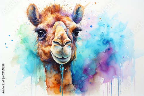 watercolor Camel Watercolor realistic camel desert