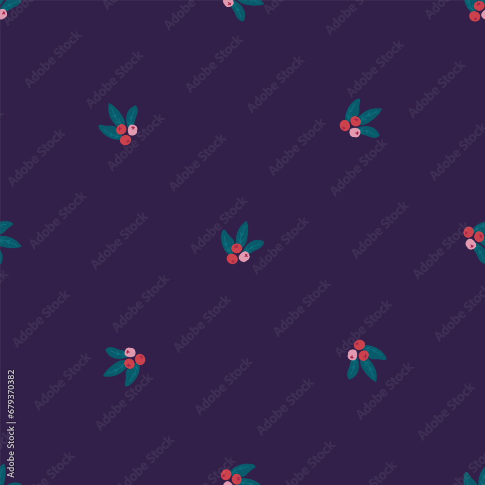 Simple seamless pattern with abstract winter floral. Hand drawn vector texture for wallpaper, prints, wrapping, textile