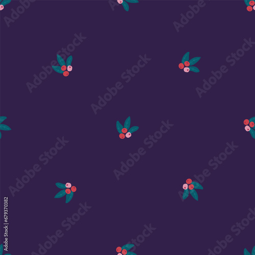 Simple seamless pattern with abstract winter floral. Hand drawn vector texture for wallpaper, prints, wrapping, textile