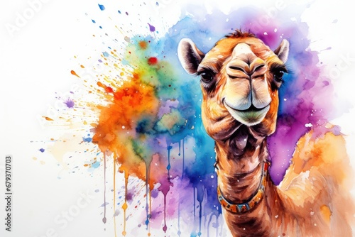 watercolor Camel Watercolor realistic camel desert