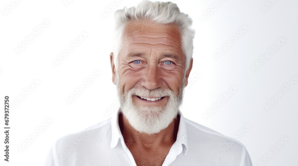 Charismatic senior man with a white beard smiling confidently. Charismatic senior man with a white beard smiling confidently.