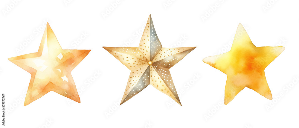 Set of Yellow watercolor stars. Set of Yellow watercolor stars.